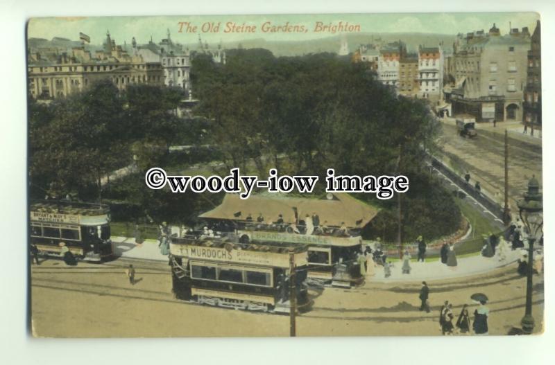 tp9784 - Sussex - Old Steine Gardens & Trams on the Square, Brighton - postcard