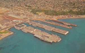 SEATTLE, Washington WA   NAVAL STATION~PIER 91 Bird's Eye View MILITARY Postcard