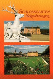 VINTAGE CONTINENTAL SIZE POSTCARD CASTLE GARDENS AT SCHWETZINGEN GERMANY