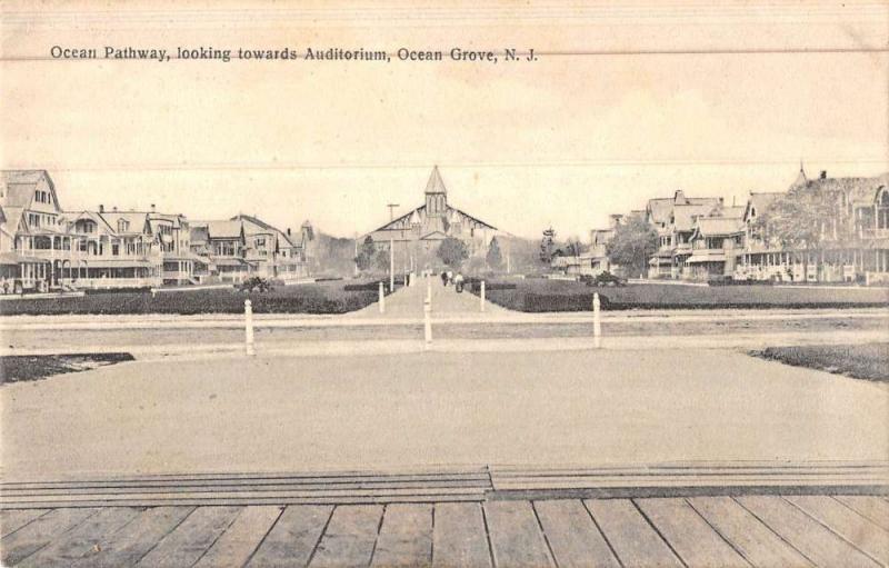 Ocean Grove New Jersey Pathway Towards Auditorium Antique Postcard K47015