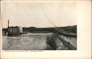 Crookston Minnesota MN Power and Light House Lighthouse Dam c1910 Postcard