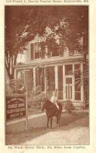 Hyattsville Maryland Frank L Harris Tourists Home Boy on Pony Postcard AA109929