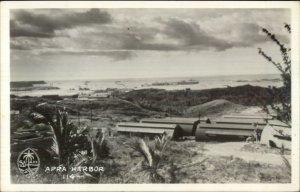 Guam - Apra Harbor WWII Era Real Photo Postcard