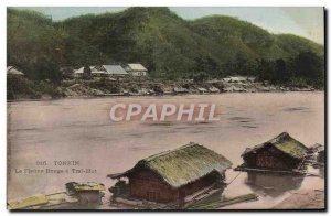 Old Postcard Tonkin Vietnam Red River Trai Hut Indochina