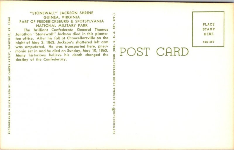 Virginia, Guinea - Stonewall Jackson Shrine - [VA-612]