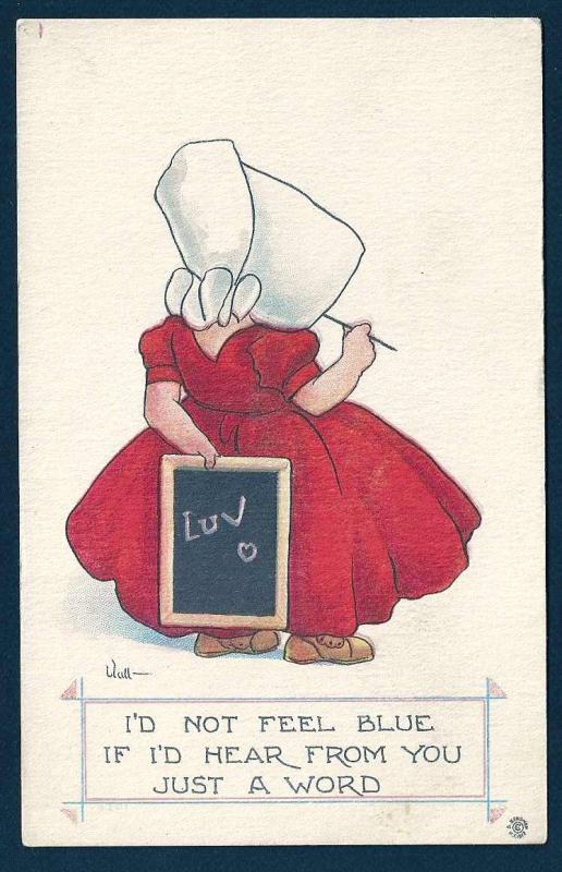 Sunbonnet Girl 'Luv on the Chalkboard' unused c1920