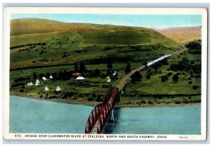 Clearwater Idaho Postcard Bridge River Spalding North South Highway 1940 Vintage