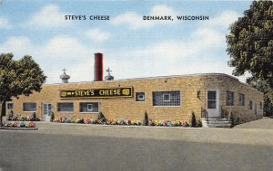 J56/ Denmark Wisconsin Postcard Linen Steve's Cheese Store Factory 18