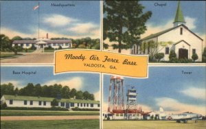 Valdosta Georgia GA Moody Air Force Base Vintage Linen Postcard