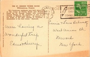 St. George Tucker House, Williamsburg VA Hand Colored Vintage Postcard J60