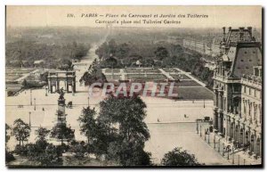 Old Postcard Paris Place du Carrousel and Tuileries Gardens