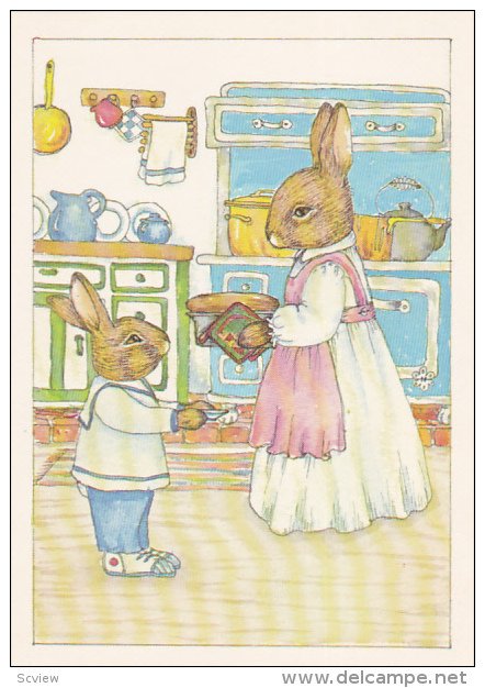 AS: Bon Appetite by Susan Whited LaBelle, Rabbit holding dish out to Mother R...