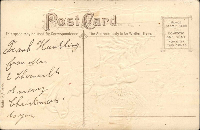 Christmas Angel Tree Silk Clothes c1900s-20s Postcard