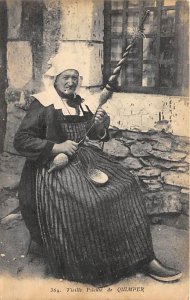 Woman smoking a pipe and weaving Spinning Wheels & Weaving Unused 