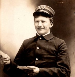 RPPC Rural  Free Delivery  Mailman  USPS Post Office Worker Mail      Postcard