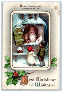 1910 Christmas Children Letter Santa Claus In Window Clapsaddle (?) Postcard