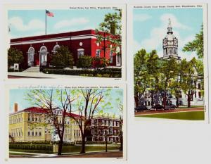 3 WAPOKONETA Ohio Postcards Auglaize County COURT HOUSE Blume High School PO