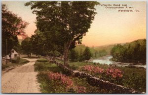 Taftsville Road And Ottauquechee River Woodstock Vermont Hand-Colored Postcard