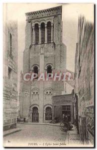 Tours Postcard Ancient Church St. Julien (cafe with d & # 39Espagne Spain Esp...