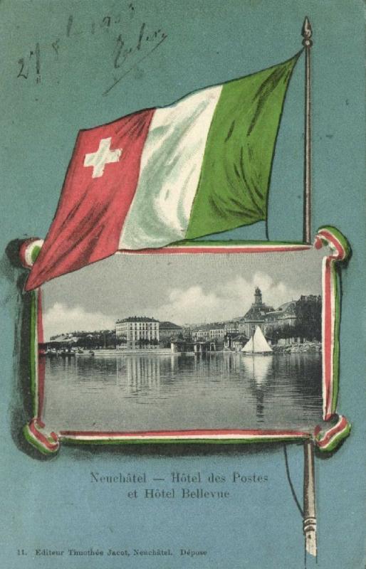 Suiza de Neuchatel, hotel des Postes et Hotel Bellevue, Bandera Postal (1903)
							
							mostrar tÃ­tulo original