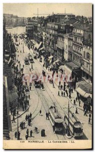 Old Postcard Marseille La Canebiere Trams