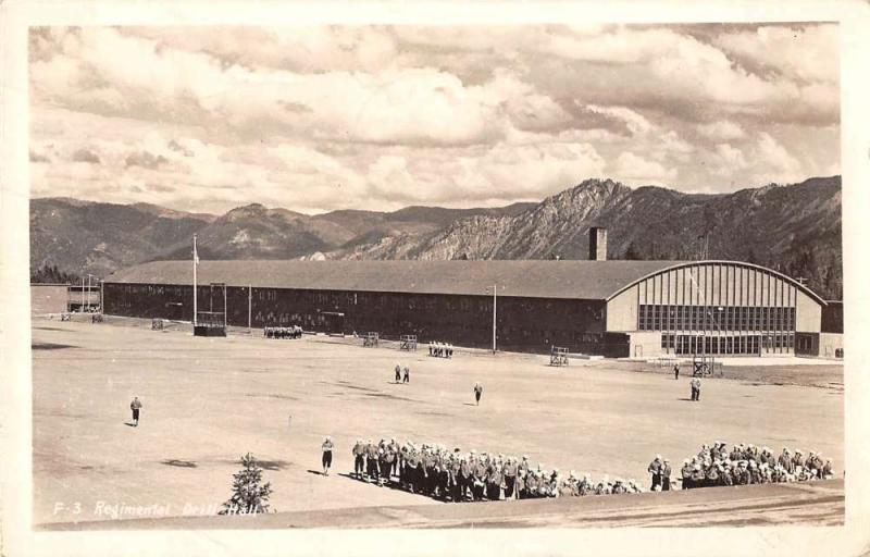 Camp Waldron Idaho birds eye view Regimental Drill Hall real photo pc Y13669