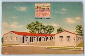 c1940 Downtown Motel & Restaurant In Business District Cheyenne Wyoming Postcard