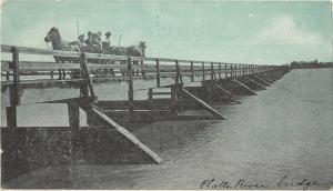 c1907 Postcard; Horses Wagons on Platte River Bridge NE Posted Shelton NE