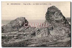 Old Postcard Douarnenez Rice The Beach Rocks on the Greve