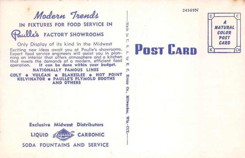 St Paul Minnesota Paulle's Modern Food Service Showrooms Postcard AA69325 