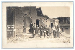 Omaha Nebraska NE RPPC Photo Postcard After Tornado Men's With Shovel 1913