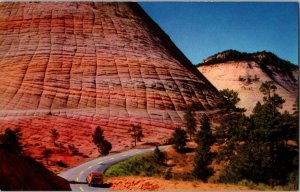 Checkerboard Mesa Mount Carmel Hwy Entrance to Zion National Park C1960s PC