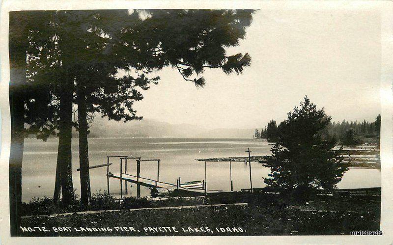 Andrews 1920s Boat Landing Pier Payette Lakes Idaho RPPC real photo 9367