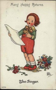 HGC Marsh Lambert The Singer Little Boy Singing c1910 Vintage Postcard