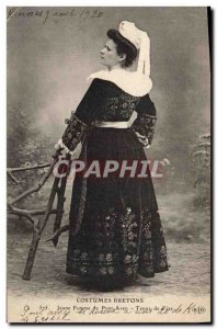 Old Postcard Folklore Young woman Pont Aven Keeping festival