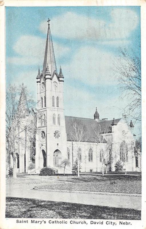 C14/ David City Nebraska Ne Postcard 1940 St Mary's Catholic Church Building