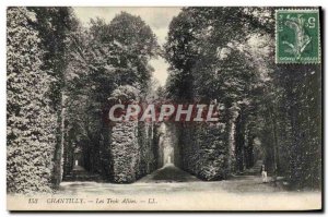 Old Postcard Chantilly Three Allees