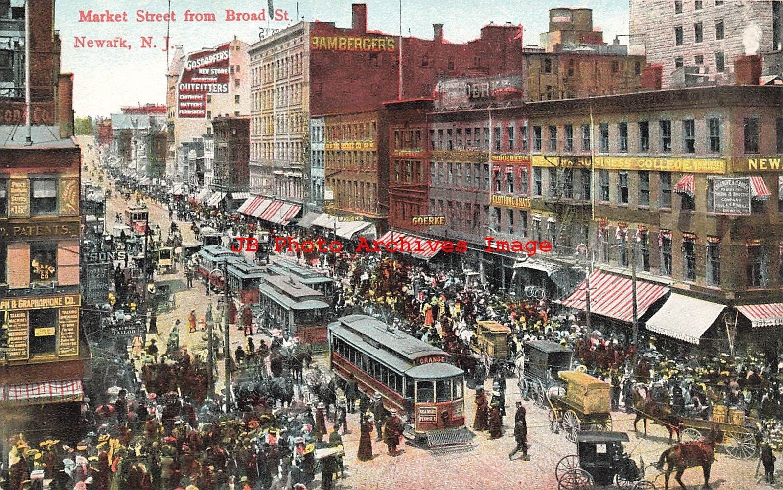 NJ, Newark, New Jersey, Market Street From Broad Street, Trolley