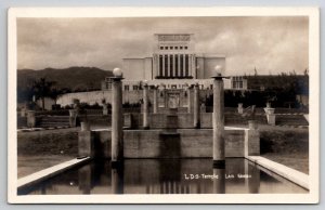 Hawaii RPPC LDS Mormon Temple Beautiful Water Feature Laie Oahu Postcard A42