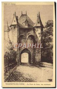 Old Postcard Villeneuve Sur Yonne The Sens Door Exterior View