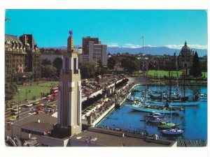 Inner Harbour Promenade And Causeway, Victoria BC, Chrome Postcard
