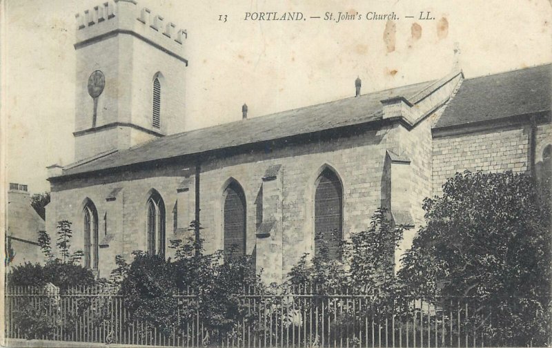 UK postcard England Portland St John's church