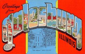 Galesburg Illinois Large Letter Linen Antique Postcard K79413