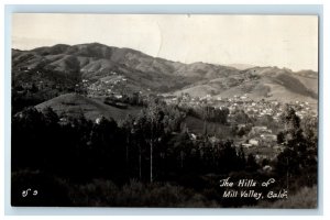 1940 Bird's Eye View The Hills Of Mill Valley California CA RPPC Photo Postcard 