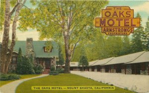 Oaks Motel roadside Mount Shasta California Thomas Postcard 10360