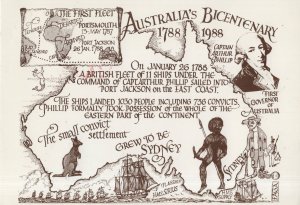 Australian Bicentenary First Ship Fleet Map Sydney Rare Postcard