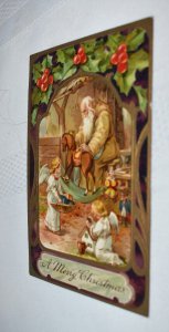 A Merry Christmas St. Nicholas Toys Angels Postcard Paul Fink Berlin Germany