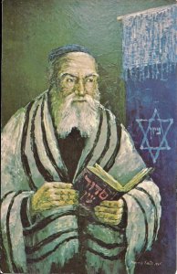 JUDAICA, Jewish Art, Katz Artist, Sabbath Prayer, Man w Prayer Book, 1969 #88