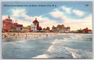 1923 Oceanfront Hotels From Offshore Atlantic City New Jersey NJ Posted Postcard