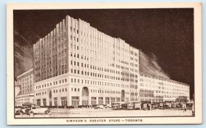 TORONTO, Ontario Canada~ SIMPSON'S GREATER STORE Department Store 1930s Postcard